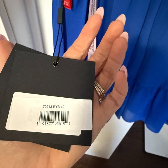 IEENA for MacDuggal - Blue Tiered Ruffle Fit & Flare Mini Dress - NWT - size 12 - Picture 7 of 7